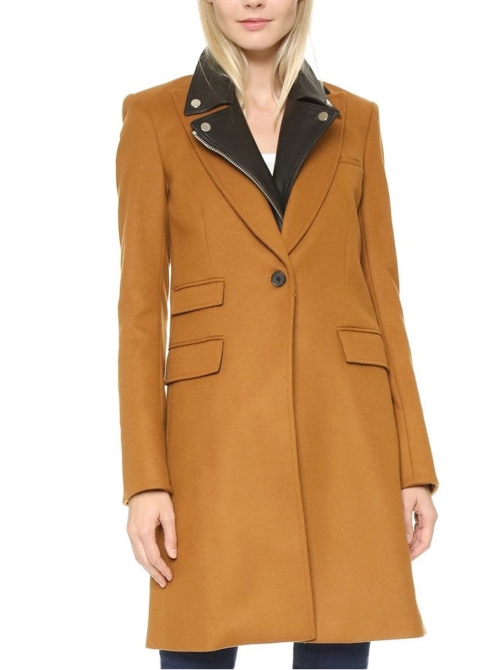Veronica Beard Chesterfield Dickey Coat Camel Wool Cashmere Size 2